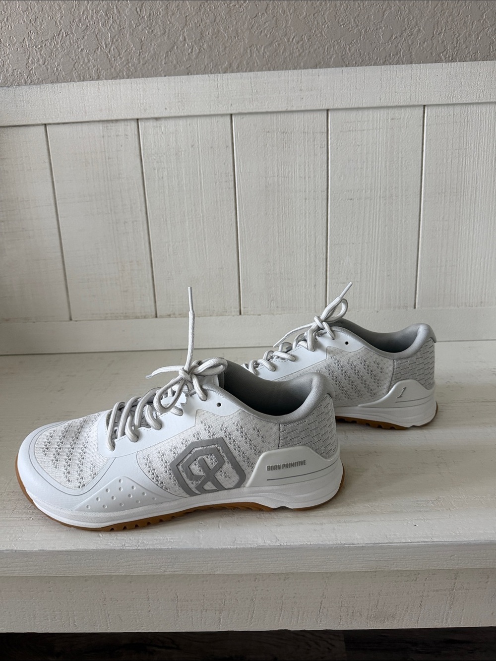 Born Primitive Men’s White and Gum Athletic Training Shoes